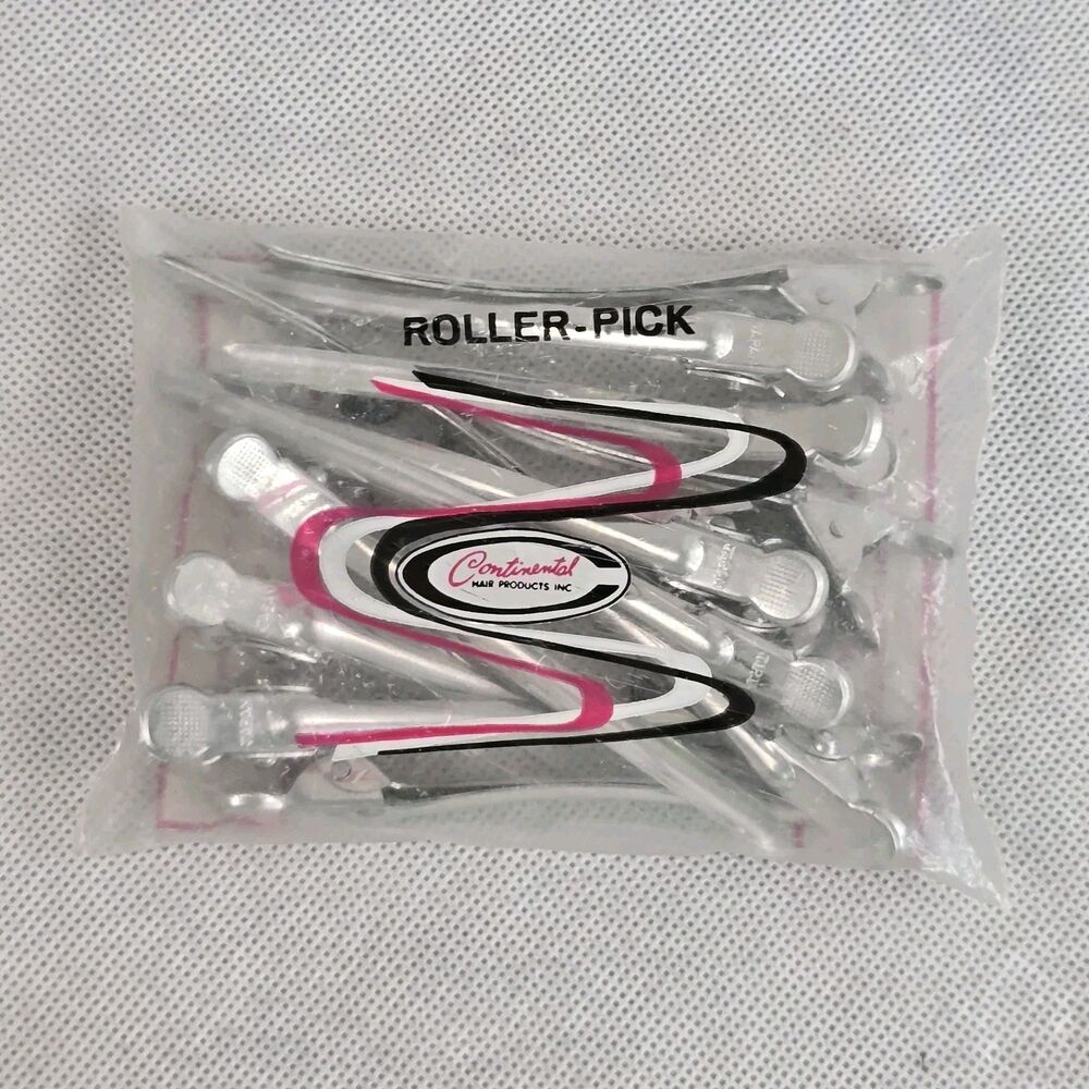 Vintage Continental Roller Picks Lot of 12 Aluminum Perm Hair Clips Clasps NEW